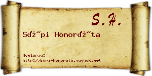 Sápi Honoráta névjegykártya